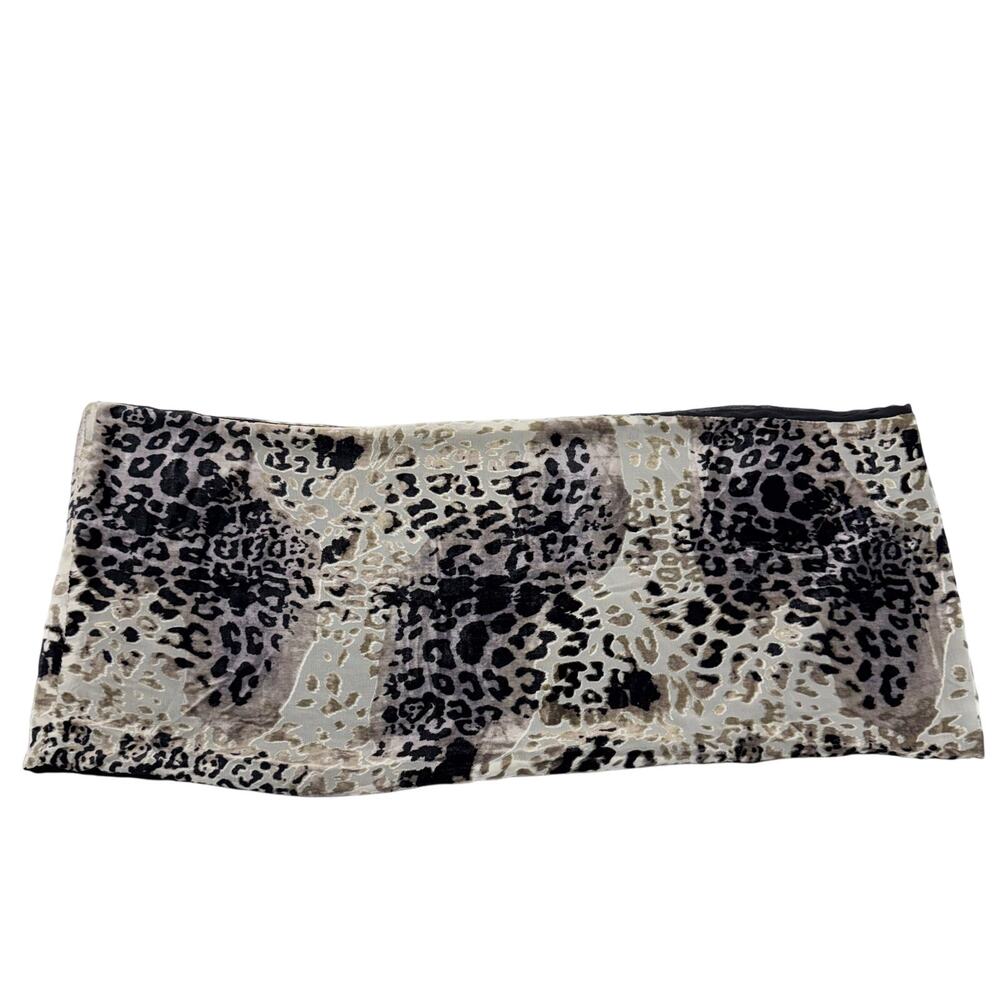 Joan Rivers Leopard Animal Print Chiffon Velvet Infinity Scarf Lined Light Black